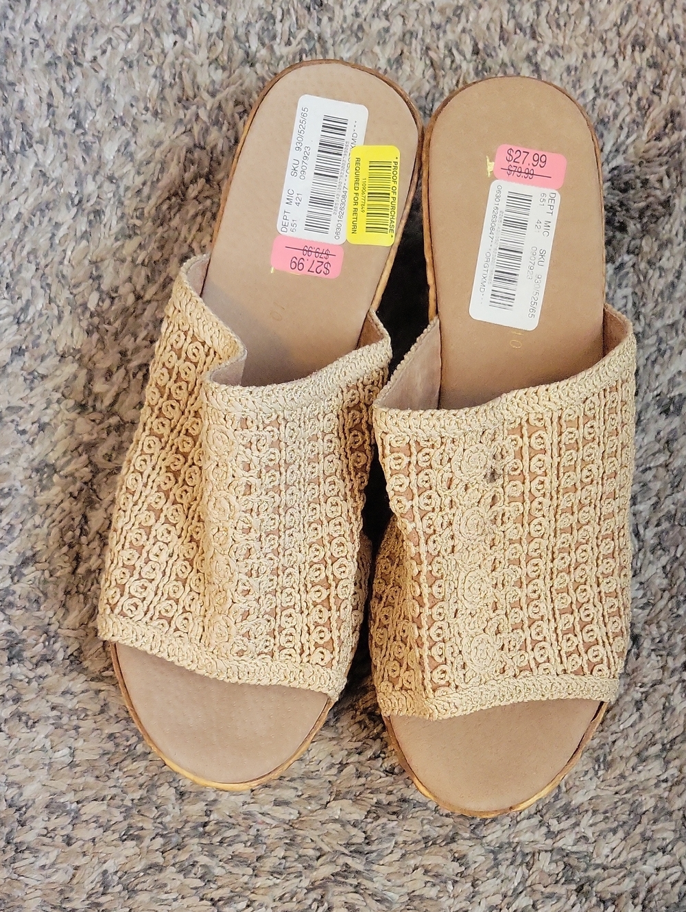Reba Beige Crochet Slide Sandals - Women
